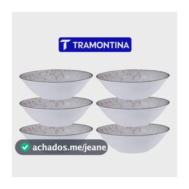 Conjunto 6 Tigelas Bowls Floralis Porcelana 18 Cm Tramontina Branco