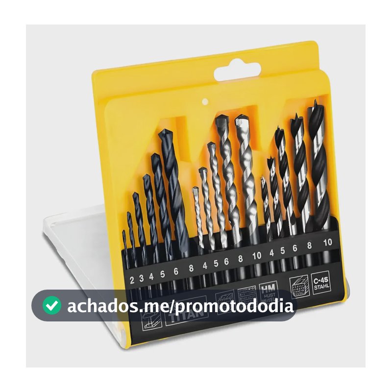 Kit Jogo De Brocas 16 Peças Metal Alvenaria Madeira C/ Estoj