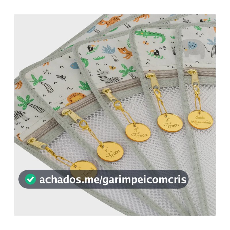 Kit 5 Saquinho Organizador Bolsa Maternidade Safari Com Tags 74