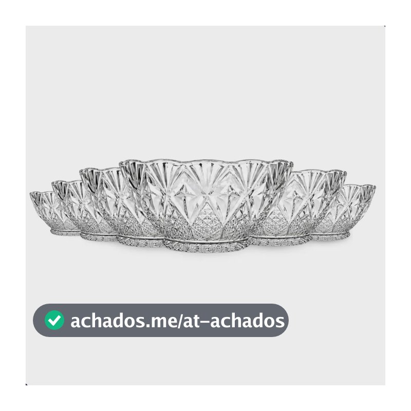 Jogo De Sobremesa Tigela Bowl 6 Em Vidro Desenhado Transparente