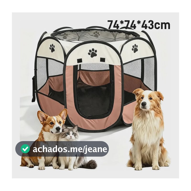 Tenda Pet Portátil Resistente Para Cachorro Gato Dobrável Marrom Café