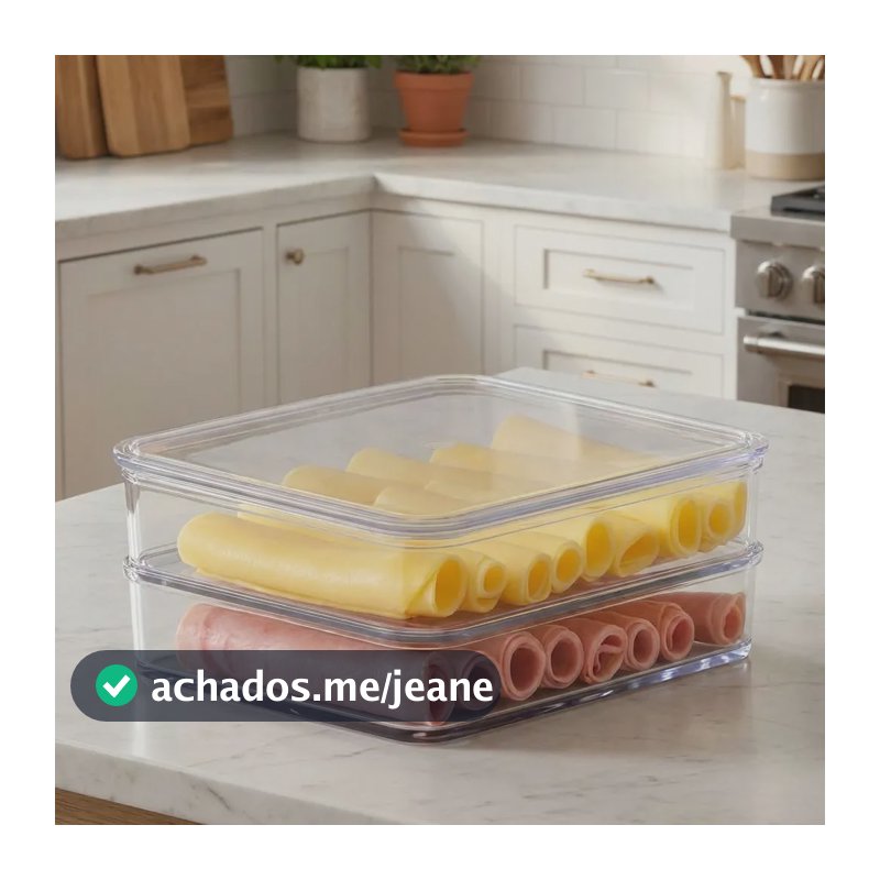 Porta Frios Acrílico Duplo Hermético Potes Transparente Transparente