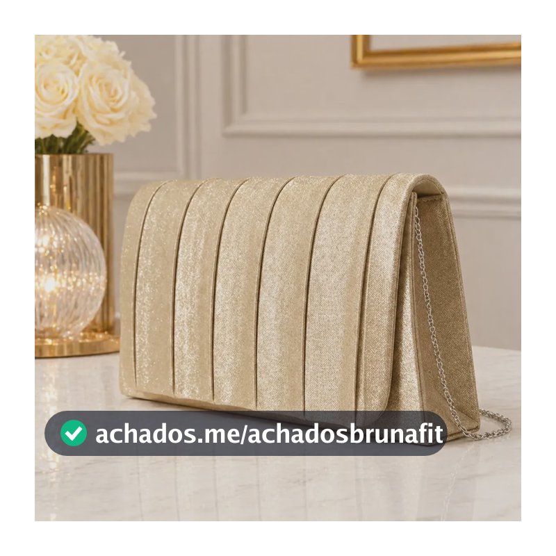 Bolsa Clutch Carteira Acetinada Casamento Festa Luxo Brilho Champagne Acetinado Metal Prateado