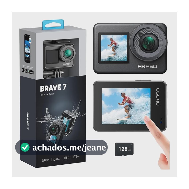Câmera Ação Akaso Brave 7 4k,ipx8 Com Eis,controle Por Voz Akaso Brave 7+sd 128g