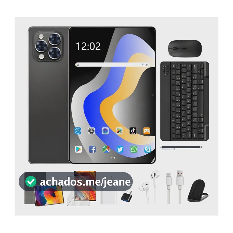 Tablet Android 15 Tab Kit Completo Ram 16gb 512gb 11.6'' Hd Preto