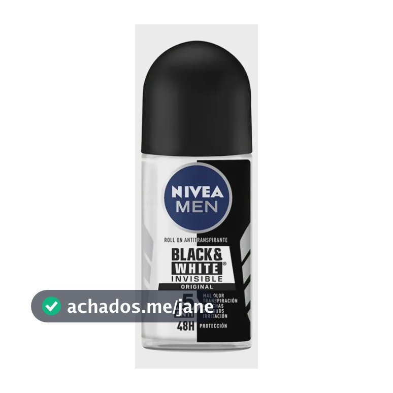 NIVEA MEN Desodorante Roll-on Black & White Invisible Orign 50ml, Proteção 72h, Contra Suor e Odor, Anti-manchas
