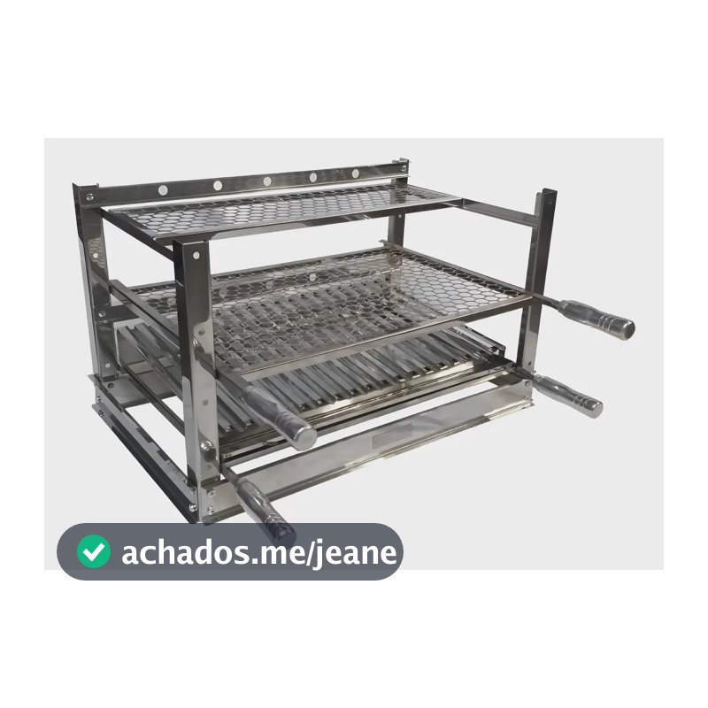 Kit Suporte Churrasqueira Inox Pantheon 60cm 4 Peças com Grelha Parrilla