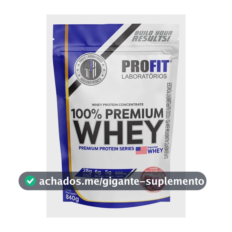 Whey Protein 100% Concentrado Premium 840g Profit Morango