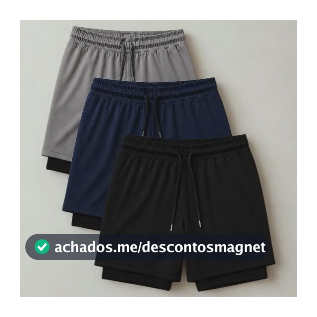 Kit 3 Shorts 2 Em 1 Duplo Academia Treino Corrida Bermuda