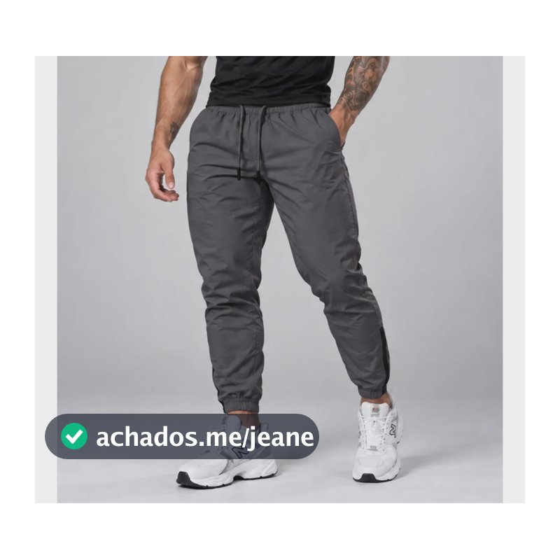Calça Jogger Masculina Esportiva Academia Treino Slim Zíper Cinza Chumbo G