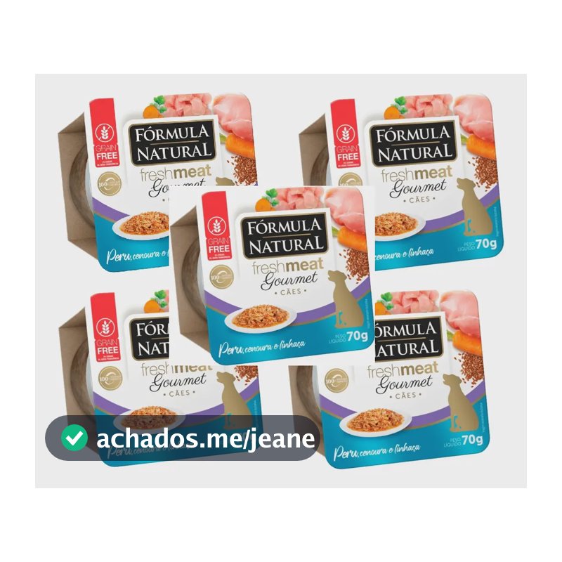 Kit 5 Un Ração Úmida Cão Fórmula Natural Fresh Meat Peru70g