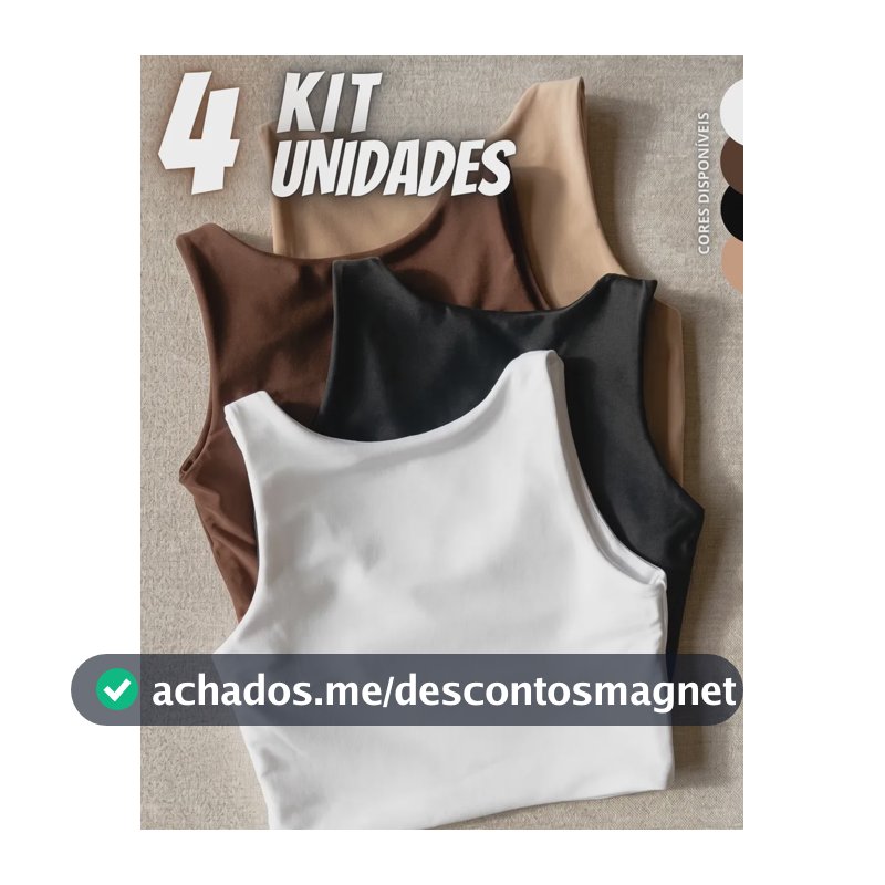Kit 4 Blusas Regata Feminina Suplex Tshirt Básica Casual Preto + Branco + Marrom + Nude Liso G/gg (40-42)