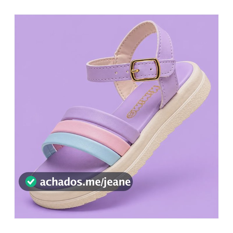 Sandália Infantil Menina Kimimo Confortável Moda Verão Lilás Faixa Colorida 30