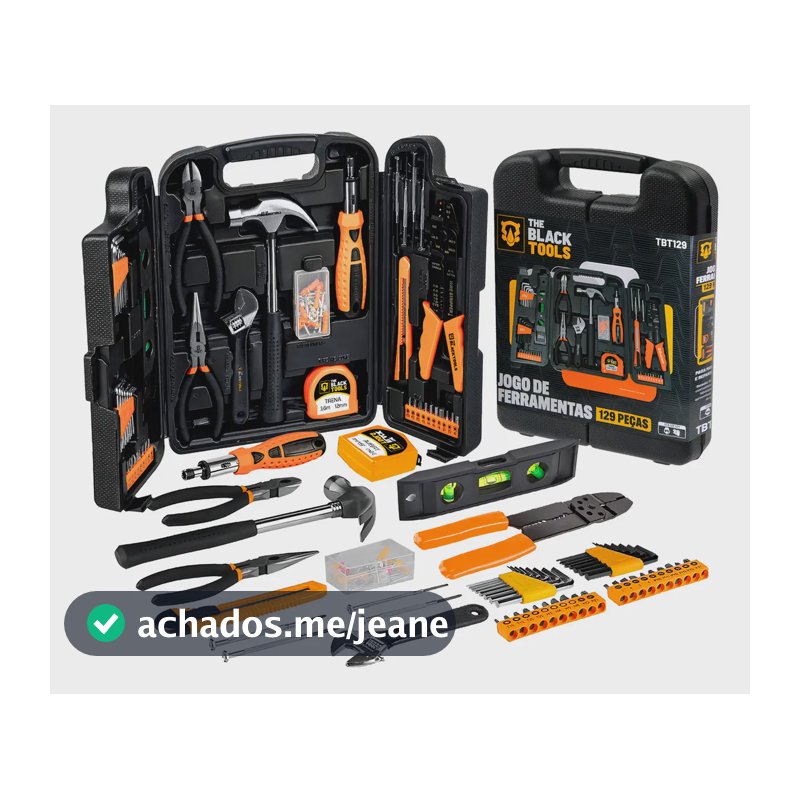 Kit Jogo De Ferramentas 129 Peças Completo Chaves Alicates Maleta Tbt-129 The Black Tools