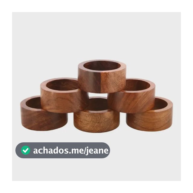 Argolas Para Guardanapo De Madeira Jogo 6 Peças Brown- 6pcs