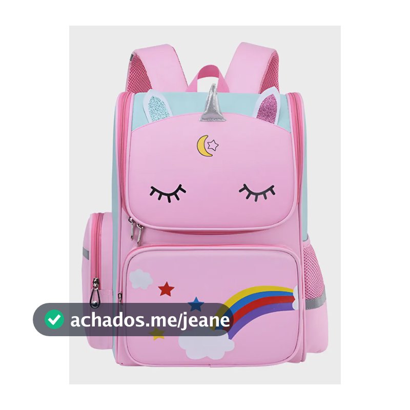 Mochila Infantil Feminina Unicórnio Rosa