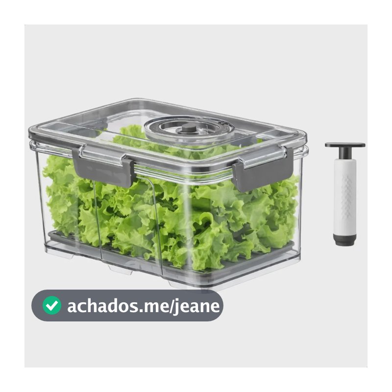 Pote Organizador Hermético Geladeira Com Bomba Vácuo Manual 2500ml