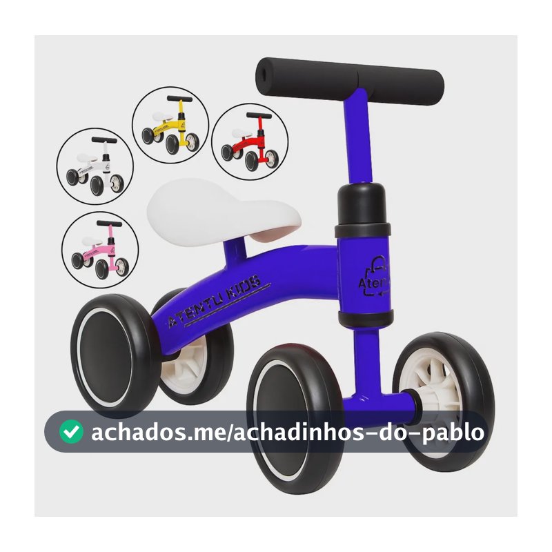 Bicicleta Infantil De Equilíbrio Sem Pedal Andador 4 Rodas Cor Azul
