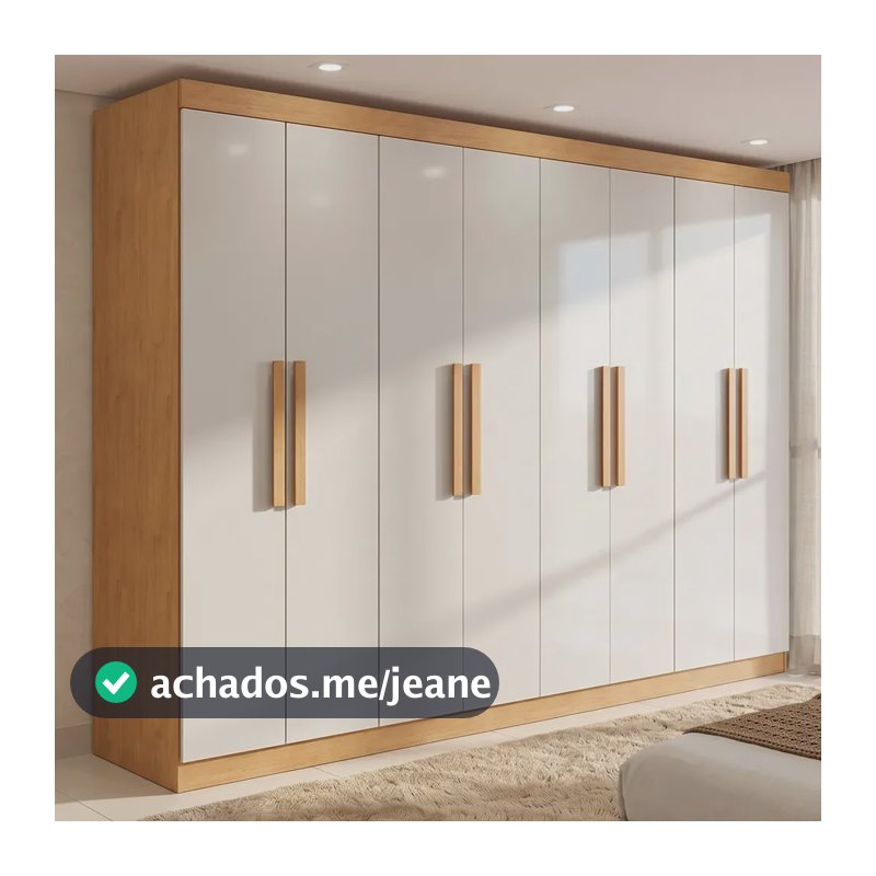 Guarda-roupa Casal Easy Slim 8 Portas Amendoa Clean/off Amêndoa Clean/off White