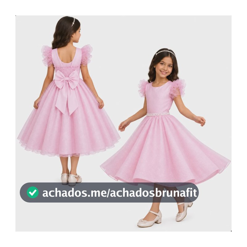 Vestido Menina Glitter Festa Casamento Luxo  Godê Azul 559 Rosa Glitter 6