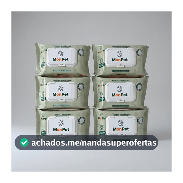 Toalha Lenço Umedecido Para Caes E Gatos Pet 6 Pacotes C/ 50