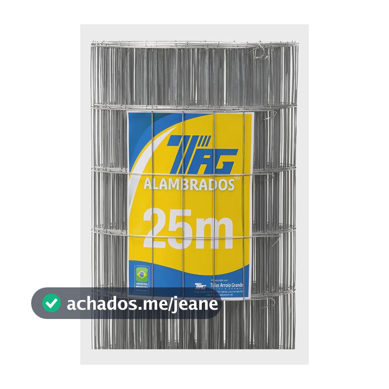 Tela Soldada Tag Malha 5x10cm Fio 1,90mm - Rl 25x1,8m Cinza