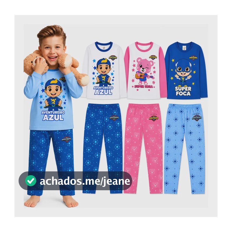 Pijama Infantil Inverno Blusa  Manga E Calça Os Aventureiros Super Foca - Cj16 6 Anos