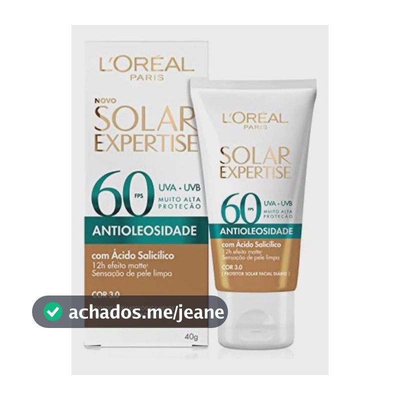 Protetor Solar Facial L'Oréal Paris Solar Expertise Antioleosidade Fps60 Cor 3.0 Média 40g
