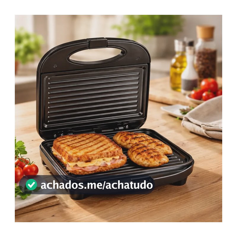 Sanduicheira Elétrica Antiaderente Grill 750w Preto 110/220v Preto 220v