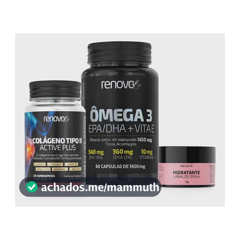 Kit Ômega 3 Vita E + Colágeno Tipo 2 - Renova Be Sabor Sem Sabor