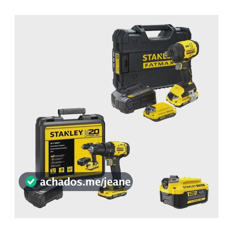 Parafusadeira Furadeira 13mm Stanley + Parafusadeira Furadeira 230Nm + Ganhe Bateria 4Ah 20V
