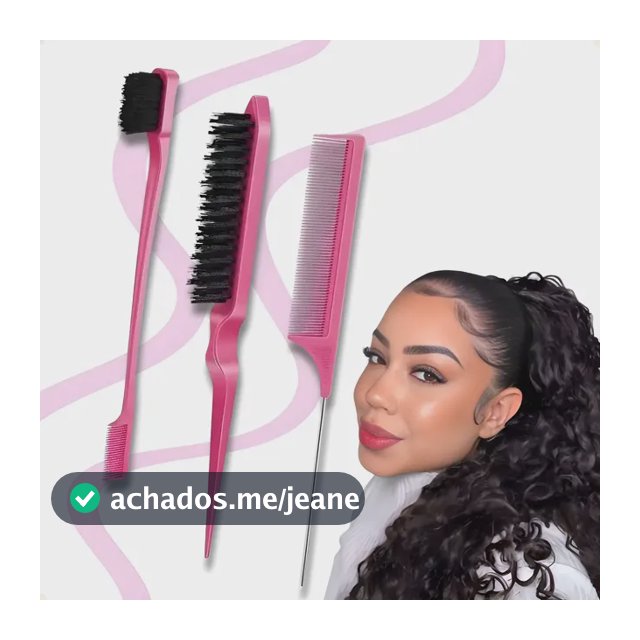 Kit 3 Escova Pente Baby Hair Escovinha Sobrancelha Lace