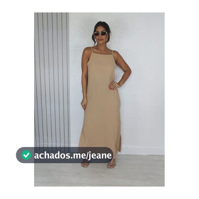Vestido Longo Casual De Alcinha Elegante Decote V Nas Costas Bege M