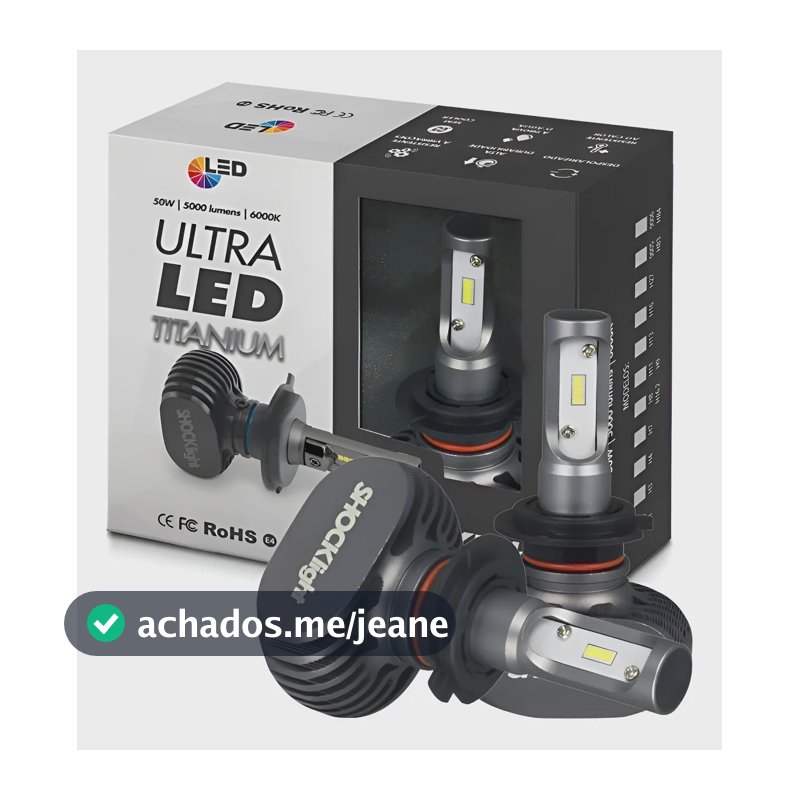 Kit Lampada Ultra Led Titanium Shocklight H7 10000 Lumens H7 Chumbo Branca