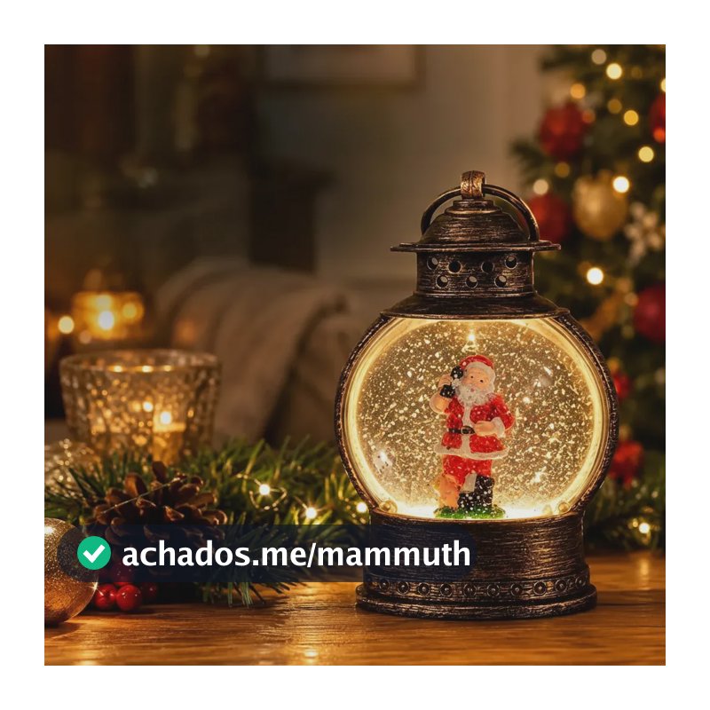 Arandela Enfeite Natalino Globo De Neve Led 12cm Lanterna Papai Noel 1.5v