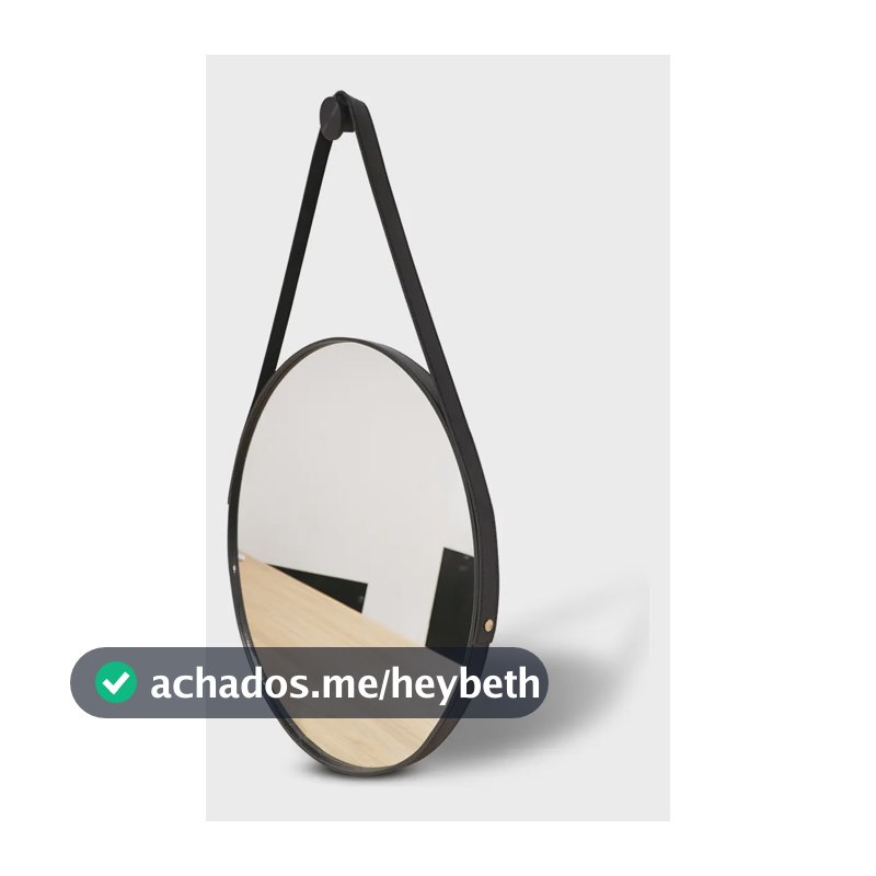 Espelho Redondo Decorativo Adnet Sala Quarto Parede 40cm Moldura Espelho Suspenso Preto