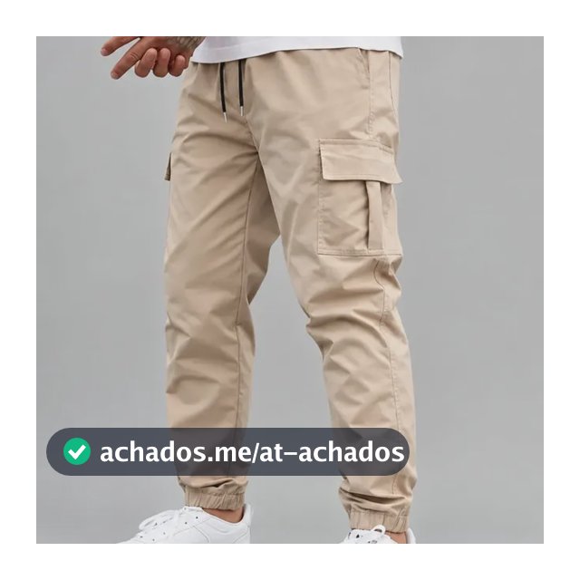 Calça Jogger Cargo Masculina Sarja Calca Streetwear Punho
