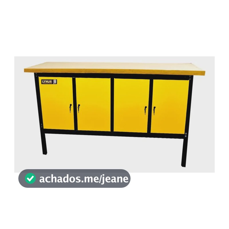 Bancada Oficina/ Trabalho 400kgf Tampo De 40mm Bmlf-200 Lynus Preto/amarelo