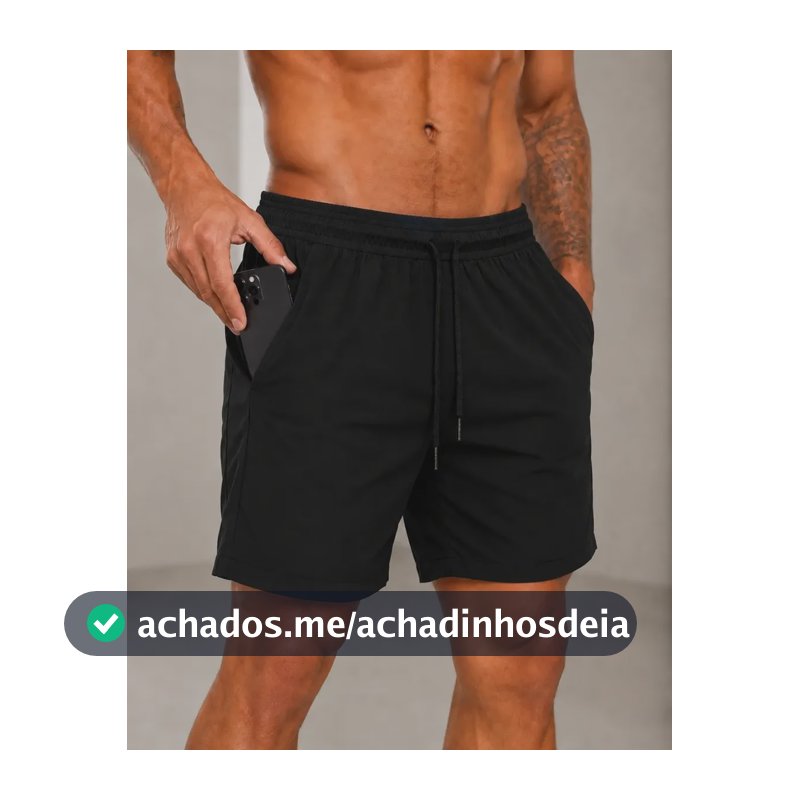 Short Tactel Masculino Mauricinho Bermuda Treino Academia Preto Black Liso M - 36/38