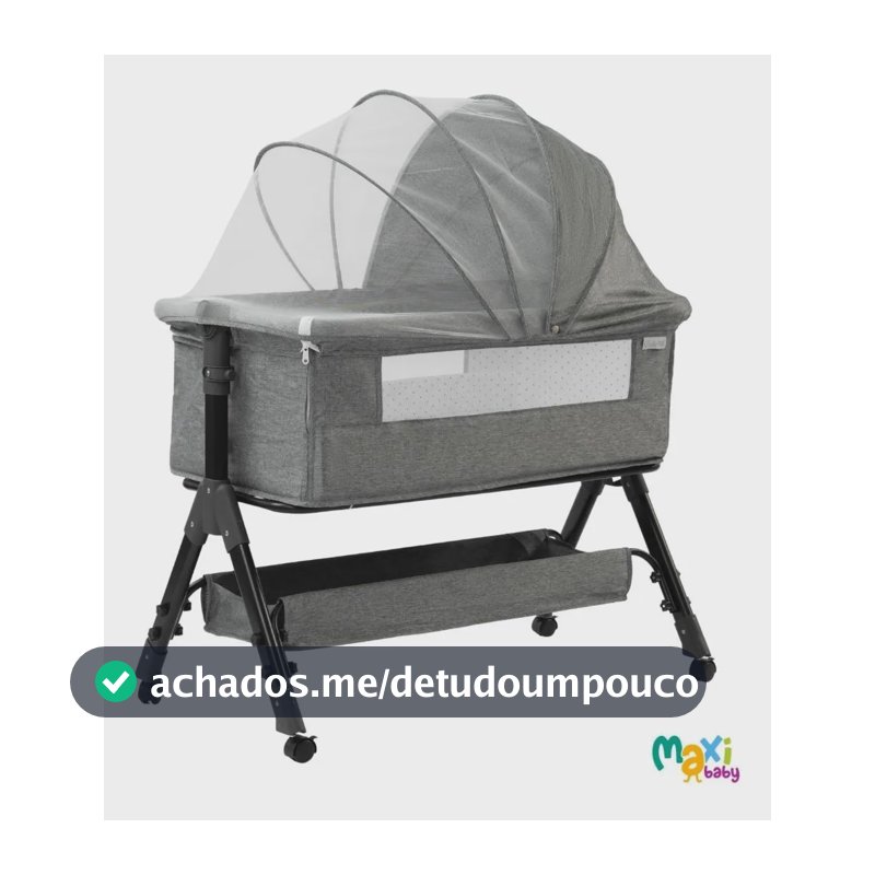 Berço Portátil Funcional Maxy Baby Cinza Belle Cinza