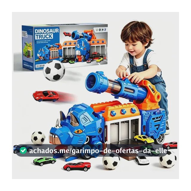 Caminhao Dinossauro 3 Em 1 Engole Carro E Lança Bola Futebol Azul