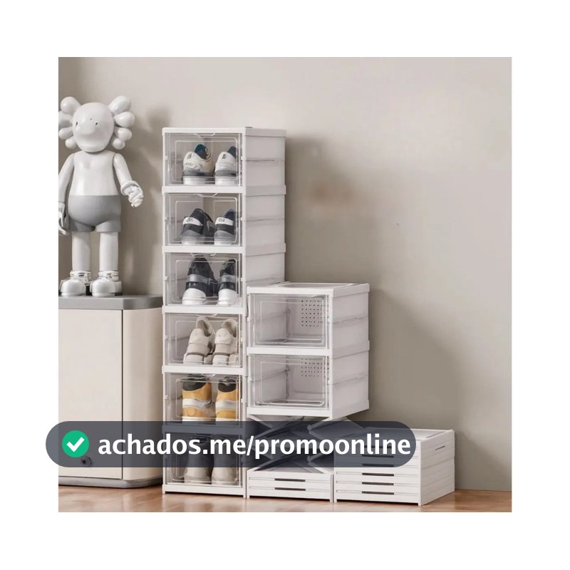 Sapateira Vertical Empilhável 6 Pares Organizador De Calçados Modular Branco Caixa de Tênis Fácil Montagem