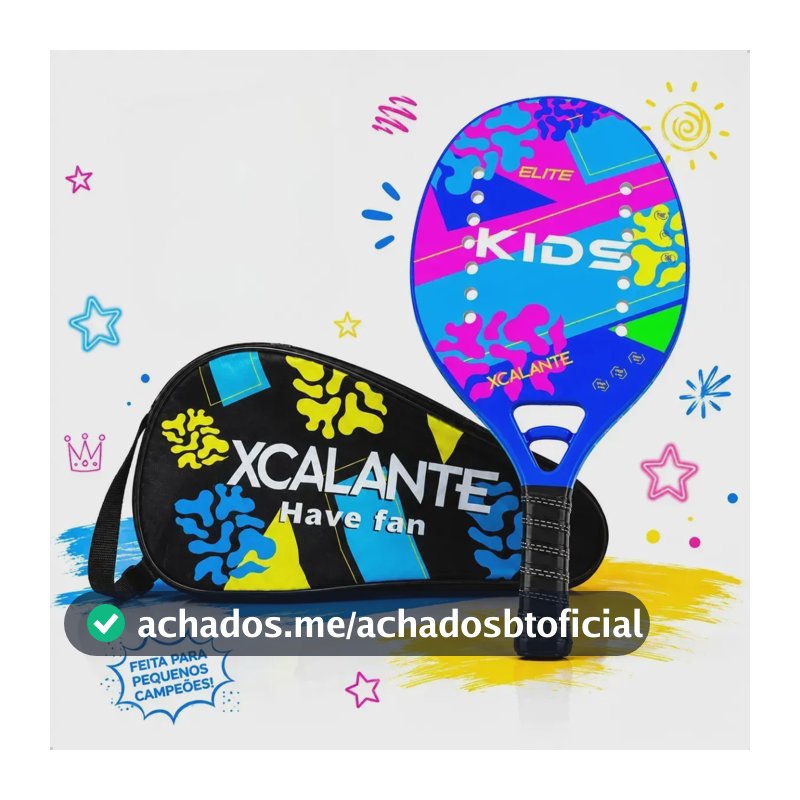 Raquete Beach Tennis Infantil Eva 22mm Leve Com Capa Colorido