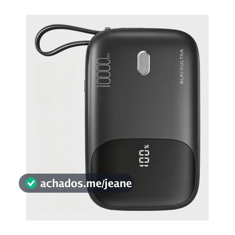 Carregador Blackultra DR601 PB1002 usb-c power bank com cabo carregamento pd qc3.0 22.5w preto