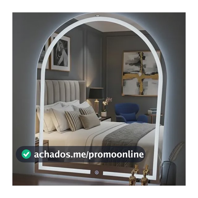 Espelho Grande Oval Base Reta Arco Led Touch 60x80 Lapidado