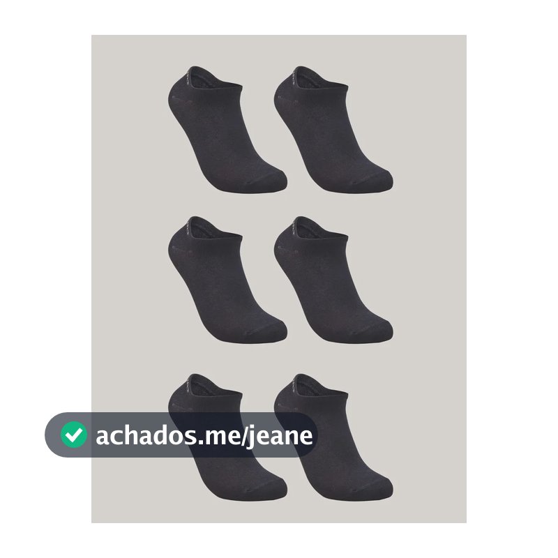 Kit De 6 Pares De Meias Masculino E Feminino Sapatilha Lupo Preto Liso 41-44