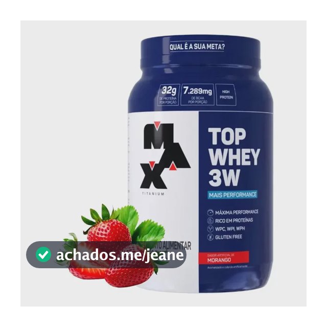 Whey Isolado Hidrolisado Concentrado Top Whey 3 W 900g Sabor Morango