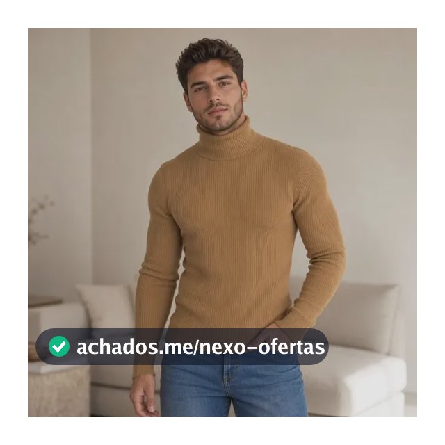 Blusa Frio Cacharrel Manga Longa Gola Alta Tricot Masculina