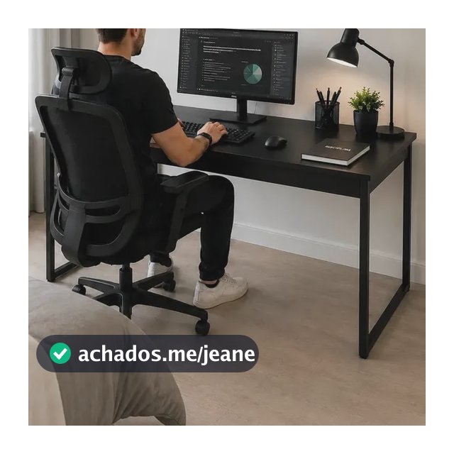 Mesa Escrivaninha 120x60cm Para Home Office Escritório Preto Preto