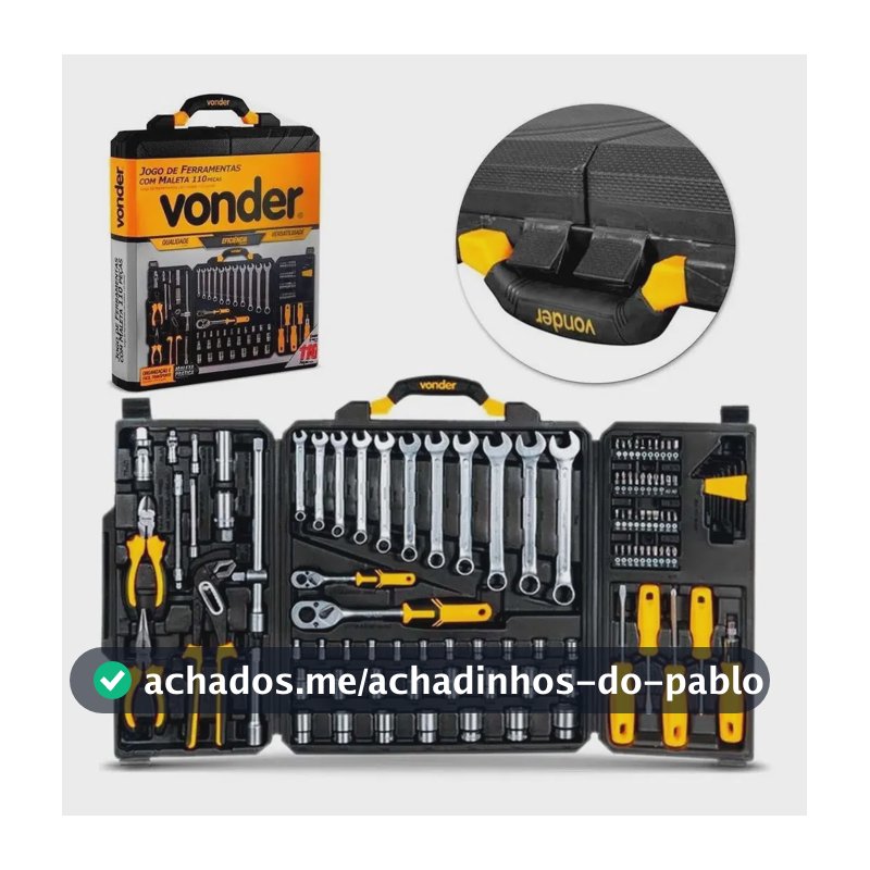 Jogo de ferramentas com 110 peças, embalagem fechada, VONDER